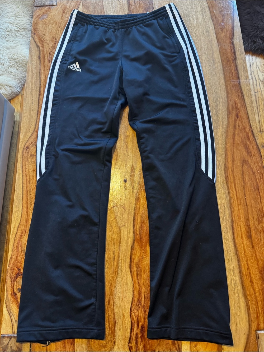 Adidas women's Black Track Pants with White Stripes size S ingood condition